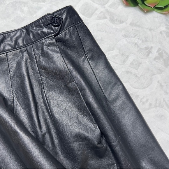 Vintage 1980s 80s Siena Black 100% Leather Midi Length Pencil Skirt Womens 8 - Picture 4 of 12